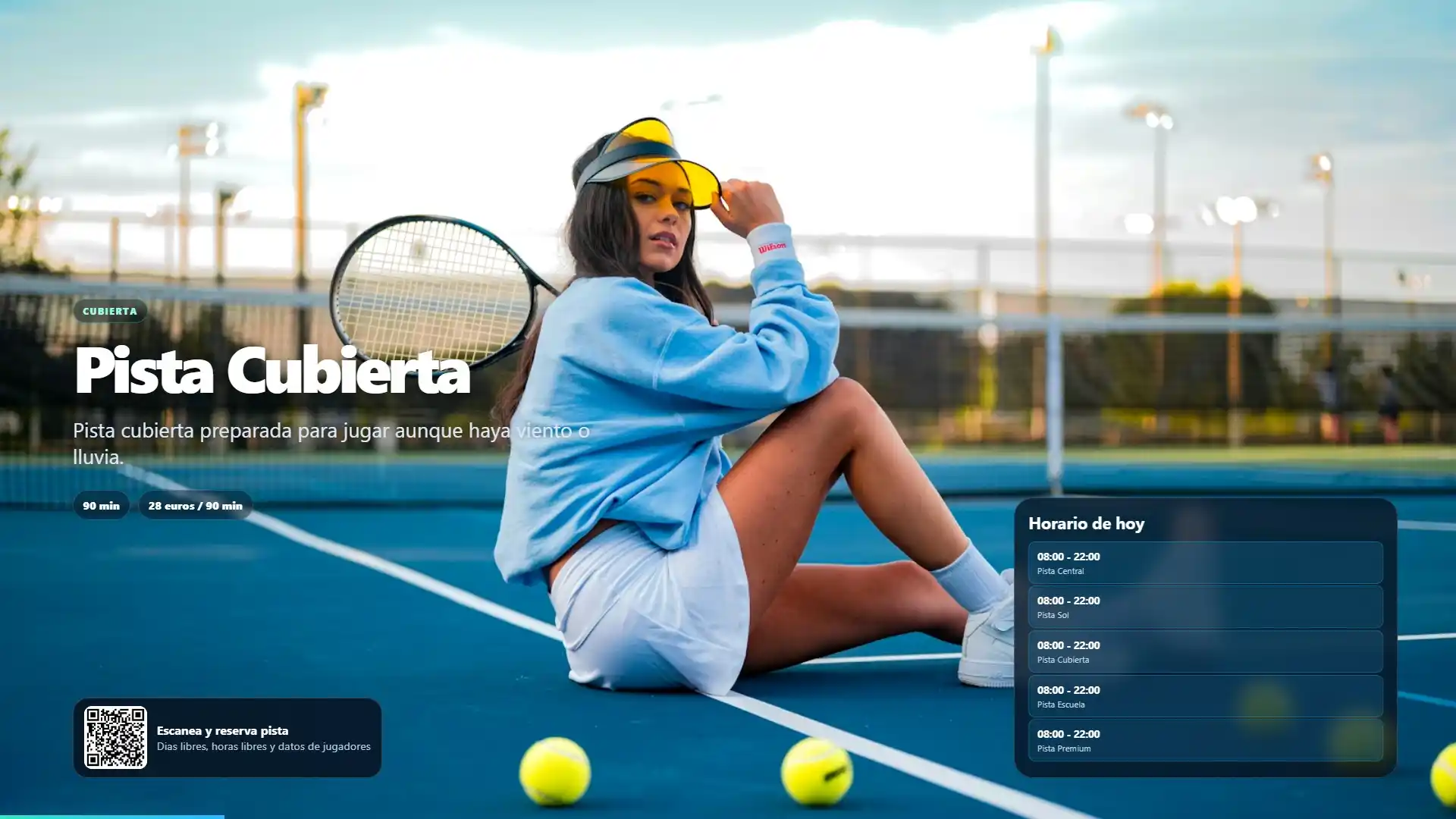 Kiosko VIVEOTV con pista cubierta de padel