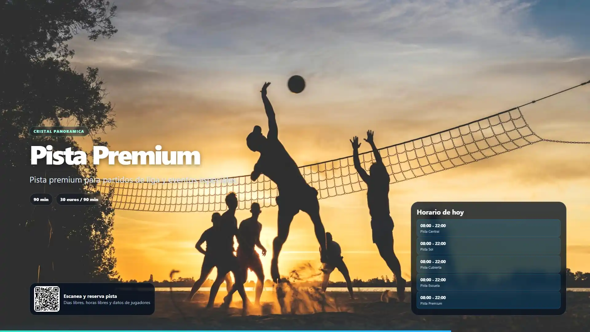 Kiosko VIVEOTV con pista premium de padel